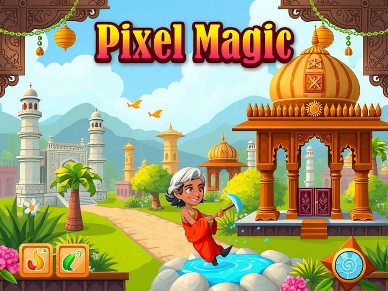 Pixel Magic game banner featuring colorful pixel art characters