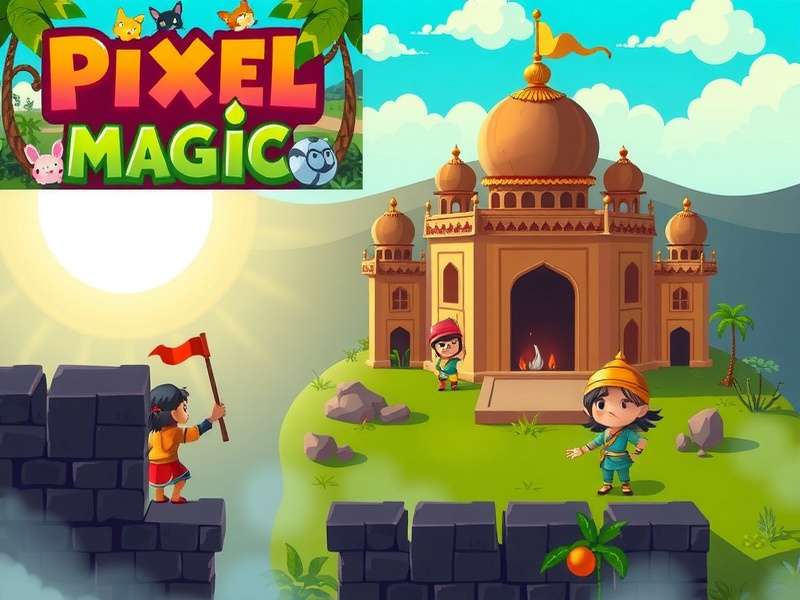 Pixel Magic gameplay screenshot showing character in Indian-themed environment